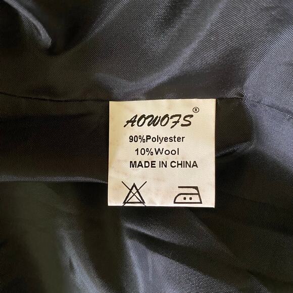 Aowofs Women's Herringbone Long Jacket Coat Size Medium Brown White Neck Strap - Picture 11 of 13